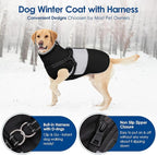 KOESON Dog Coat, Warm Dog Winter Jacket with Harness, Waterproof Pet Cold Weather Coats with Fleece Lining, Reflective & Windproof Snowsuit Sweater for Schnauzer, Yorkshire, Dachshund, Black S