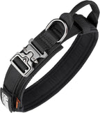 EXCELLENT ELITE SPANKER Tactical Dog Collar Nylon Adjustable Training Collar Military Dog Collar Heavy Duty Metal Buckle with Control Handle for Medium and Large Dogs with Patchese(Black-M)