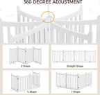 Yaheetech 24" H Freestanding Pet Gate for Dogs Wooden Dog Gates for Hallway, Doorway Collapsible Indoor Pet Fence with Support Feet Stair Barrier 4 Panels Fence White