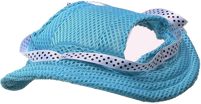 Round Brim Princess Hat Visor Hat Pet Dog Mesh Porous Sun Hat with Ear Holes for Small, Extra Small Dog Teddy, Pug, Chihuahua, Shih Tzu, Yorkshire Terriers, Papillon Blue M