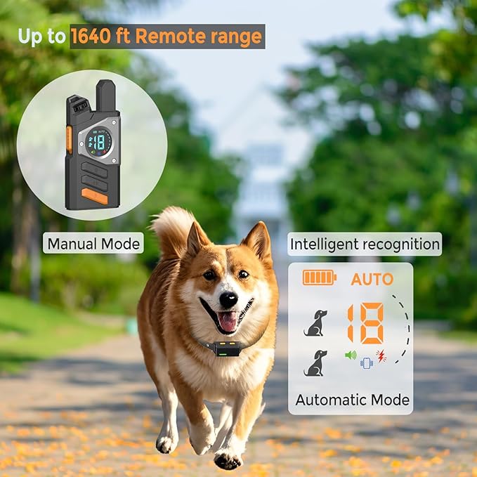 RuffStyle Dog Training Collar - Shock Collar for Dogs & No Shock Option - Bark Collar with Manual Remote + Automatic Mode, Adjustable Dog Collar for Small Medium & Large Dogs Rechargeable & Waterproof
