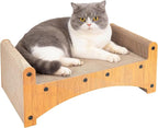 Avont Cat Scratcher Lounge, 3-in-1 Reversible Cardboard Scratching Bed, Horizontal Lounger for Indoor Cats Kittens - Wood