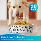 30 Pieces Disposable Dog Bowls 16 oz Small Pet Feeding with Printed Pattern Dishes for Small Pet Paper Food Travel Bowls for Feeding Dogs and Cats Puppies Dry Wet Food Water