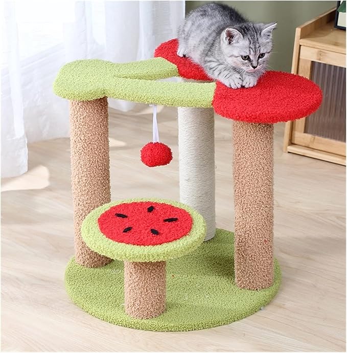 SUNESA Cat Tree Cat Tower Cherry Cat Climbing Frame Three-Tier Cat Litter One Cat Frame Cat Toy Cat Scratching Post Pet Supplies Cat Tree Condo Cat Tree Indoor Climbing
