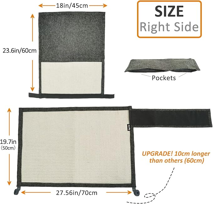 NATUYA Furniture Protectors from Cats-Cat Couch Protector Large Sisal Cat Scratching Mat-Protect Sofa Corner Cushion Chair (Sisal Armrest - Right)