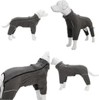 Lovelonglong Warm Dog Coat, Windproof Dog Jacket for Small Medium Large Dogs, 4 Legged Fleece Dog Winter Coat Zippered Closure Dog Outdoor Jacket Drakgray M