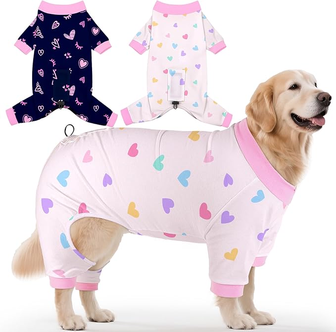 Glittme 2PACK Dog Pajamas Soft Dogs Clothes for Small Medium Dogs Elastic Cats Apparel Breathable Dog Pjs for Puppy