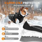 Dog Winter Coat Reflective Water-Resistant Jacket, Fleece Lined Windproof Puppy Coat with Back Zipper & D-Ring, Cold Weather Dog Coats for Small Medium Dogs (XXL, Black)