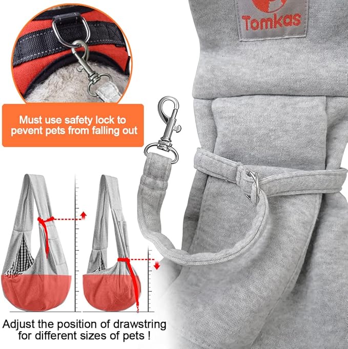 Tomkas Small Dog Sling Carrier - Classic Pocket & Classic Strap- for 3-12 lbs Pets (Gray, M - Classic Pocket & Classic Strap)