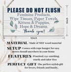 HALUOSI Hanging Printed Wooden Plaque Decor, Bathroom Rules Sign, 'Please Do Not Flush Feminine Products', Engineered Wood, 12x6 Inches