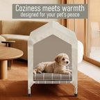 Elevated Dog House with Soft Cushion Insert - Comfortable Pet Home with Elevated Design, Sturdy Dog Shelter for Indoor/Outdoor Use,Perfect for Pets (Small)