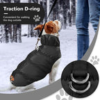 Winter Warm Dog Jacket for Small Medium Dogs Cat Cold Weather Coats with Harness Paded Dogs Fleece Vest Waterproof Windproof Dog Snow Jacket Pet Puppy Clothes (Black,M)