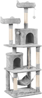 Topeakmart Cat Tower for Indoor Cats, Cat Activity Center with Condo Scratching Post Perch, Tall Cat Tree for Large Cats, 70.5in