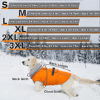Lelepet Dog Coat Waterproof Dog Jacket Reflective Fleece Vest with Adjustable Buckle & Leash Hole Windproof Cold Weather Coats for Small Medium Large Dogs, Warm Hunting Vest, Orange, XXL