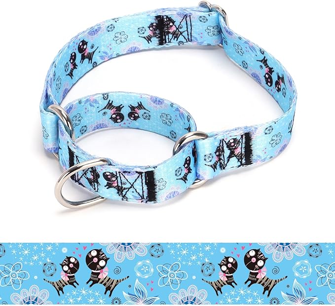 Martingale Dog Collars - Flower Multicolor Cute Patterns, Adjustable Nylon Training Dog Collar Suitable for Boy and Girl Dogs Medium Large Dogs (20, L)