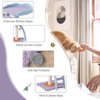 PETSITE Small Cute Cat Tree, 19 Inches Modern Cat Tower for Indoor Cats with Top Perch, Scratching Post, Ladder, Blue Purple