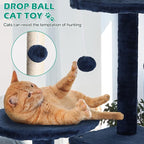 Cat Tree for Indoor Cats Cat Condo Cat Tower with Scratching Post Cat Tease Ball Perches Platform for Small and Medium Cats 54 Inch Multi-Level, Navy Blue