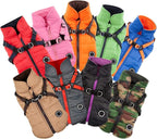 Puppia Mountaineer Winter Dog Coat with Integrated Harness No Pull Cold Weather Waterproof Warm Fleece Back Zipper for Small & Medium Dog, Beige, Large