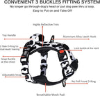 Petmolico No Pull Dog Harness and Leash Set, No Choke 4 Leash Attchments Easy Control Handle Soft Padded Reflective Vest Dog Harness for Large Dog Breed, Cow Pattern Large