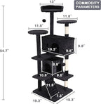 54" Multi-Level Cat Tree Tower with Scratching Posts, Toys & Condo - Space-Saving Design for Indoor Kittens, Compact Floor Footprint & Vertical Space for Multi-Cat Homes-Dark Grey