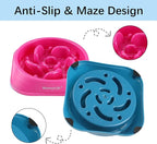 MateeyLife Slow Feeder Dog Bowls 2PCS, Anti-Choking Puzzle Dog Food Bowls, Anti-Slip Interactive Feeding Slow Down Eating, Bloat Stop Maze Dishes for Medium Large Breeds Purple&DarkBlue