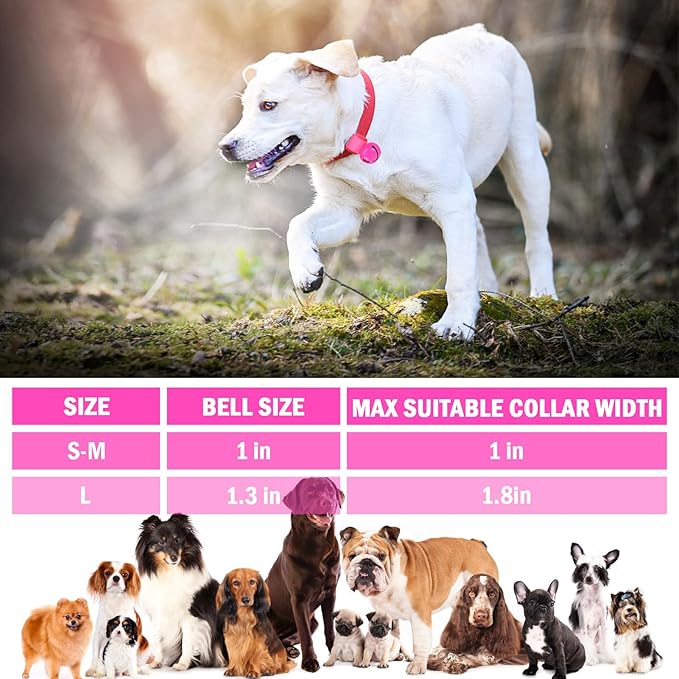 SCENEREAL Large Bell for Dog Collar, 2 Pack 1.5" Extra Loud Collar Bells for Cats and Dogs Training, Hiking, Walking, Hunting, Pet Tracker, Pet Bell for Save Wildlife and Birds Red | Pink