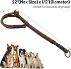 Slip Dog Collar, Nylon Rope Dog Choker Collars with Adjustable Stopper, Heavy Duty Collar for Medium Dog Training (Brown)