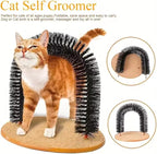 Cat Scratcher, Heavy Duty Cardboard, All Breed Sizes, Scratching and Exercise Cat Self-Groomer Bristle Ring Brush Arch with Carpeted Base Hair Cleaner Pads (Black,One Size)