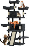 68.5 in Multi-Level Cat Tree for Indoor Cats Large Adult Heavy Duty Cat Tower for Large Cats with 2 Condos/Plush Perches/Sisal Scratching Posts/Hammocks/Basket/Dangling Balls, #2601 Dark-Grey
