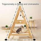Wooden Cat Tree, Cat Tree House, Triangle Design with Cat Hammock & Sisal Scratch Post & Feather Toys, Solid Wood Cat Tower (Size : Upgraded Model)