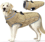 Dog Coat, Warm Dog Winter Coat for Large Dogs, Waterproof Jacket with Harness Built in, Reflective Turtleneck Cold Weather Coats with Zipper,Pet Fleece Vest Snow Jacket, Brown XL