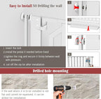 Glaf Extra Tall Pet Gate 63" Pressure Mounted Cat Door Safety Metal Cat Gate Adjustable Width Dog Door Auto-Close Dog Gates for Doorways, Stairs, Kitchen, Hallway (White, 29.92-33.46")
