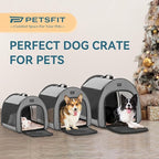PETSFIT Soft Dog Crate, Travel Dog Crate - 19 Inch Lightweight, Roomy, Easy to Set Up, Sturdy Portable Dog Kennel with Thick Mat Grey