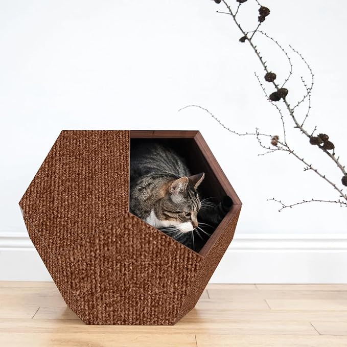 Cat Scratching Mat, Self-Adhesive Cat Scratching Carpet, Trimmable at Scratch Furniture Protector for Cat Tree Shelves, Cat Scratching Post Couch Protector (2PCS, Brown)