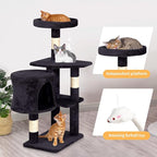 BestPet | 36" Cat Tree Tower | Dark Gray | Sturdy Multi-Level Cat Tree with Plush Condo, Cozy Perch, Sisal Scratching Posts, Hanging Toy and Stable Frame | Easy Assembly | for Kittens & Adult Cats