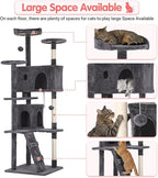 70in Cat Tree Cat Climbing Tower with Scratching Post, Cats House Perch Kitten Tree Condo Wood Playhouse, Pet Trees Tower for Indoor Cats, ASHY