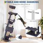 74" Tall Cat Tree,Large Cat Tree for Big Cats,Cat Tower with Scratching Posts, Condo, Perches, Hammock, Tunnel & Feeding Station,Deep Gray