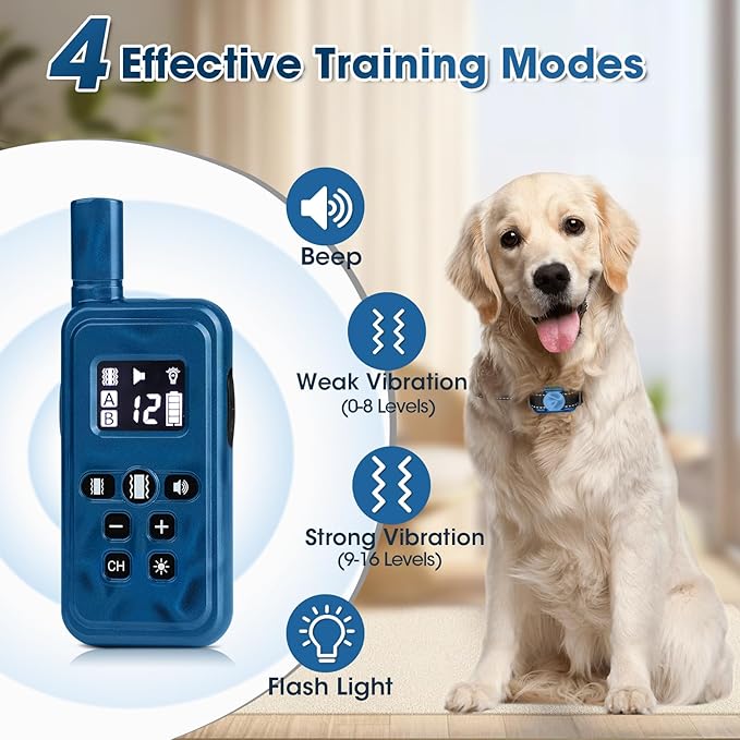 Small No Shock Dog Training Collar for Small Dogs 5-15lbs, Strong Vibrating Dog Collar Beep and Vibrate Only, Safe Lock Waterproof Rechargeable Vibration Collars for Dogs-No Prongs,Blue