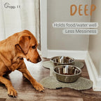 PEGGY11 Deep Stainless Steel Anti-Slip Dog Bowls - 2-Pack, 6 Cups
