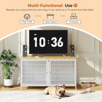 Dog Crate Furniture for 2 Dogs, 43.3" Dog Kennel with Removable Divider, Heavy Sturdy Dog Furniture Style Double Cage for Small Medium Dogs, Indoor Pet House End Table, Natural and White