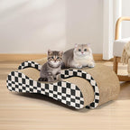 2 in 1 Cat Scratcher for Indoor Cats, Large Cardboard Cat Scratcher Lounger, 100% Recyclable&Reversible Horizontal Scratching Pads Prevents Furniture Damage,Checkerboard