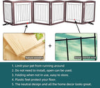 Dog Fence Indoor,Dog Gate Indoor for Doorway pet gate -6-Panel Freestanding, Hallways, House or Stairs -120x24-Inch Retractable Foldable Expandable Wood Pet by SFJC (Brown) ﻿