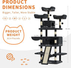 68.5 in Multi-Level Cat Tree for Indoor Cats Large Adult Heavy Duty Cat Tower for Large Cats with 2 Condos/Plush Perches/Sisal Scratching Posts/Hammocks/Basket/Dangling Balls, #2601 Dark-Grey