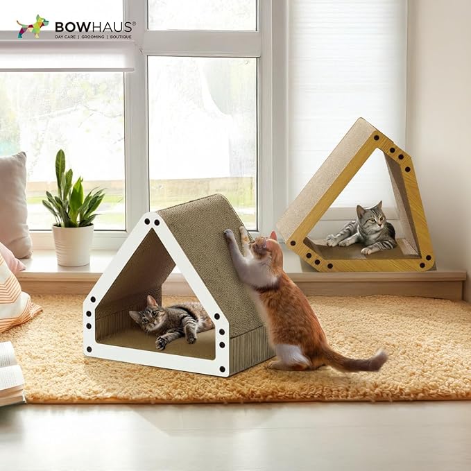 House Cat Scratcher Lounger, Reversible Scratcher, Durable & Long-Lasting, Cat Cardboard Scratcher, Large Cat Scratching Pad, Scratching Board, Scratch Pad for Indoor Cats, White