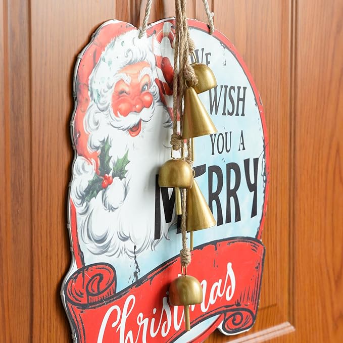 Gold Metal Vintage Bells with Jute Rope for Christmas Tree, Wreath, Party Decor - 3.5W x 21H