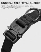 Joytale Tactical Dog Collar with Handle and Metal Buckle, Heavy Duty Padded Military Collar with 2 Patches for Training, Adjustable for Large Dogs, Black, L