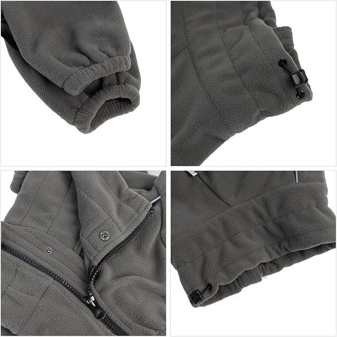 Lovelonglong Warm Dog Coat, Windproof Dog Jacket for Small Medium Large Dogs, 4 Legged Fleece Dog Winter Coat Zippered Closure Dog Outdoor Jacket Drakgray M
