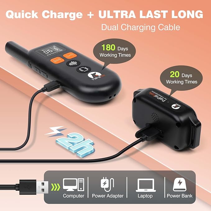 PaiPaitek Vibrating Dog Collar No Shock - 3300ft Dog Training Collar with Remote for 10-120lbs Small Medium Large with Beep, Vibration, Ultrasonic Modes, Security Lock & No Prongs