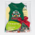 Fitwarm Just a Girl Who Loves Christmas Dog Tulle Dress, Funny Christmas Clothes for Small Dogs Girl, Holiday Pet Outfit, Red, White, Green, Yellow, XS