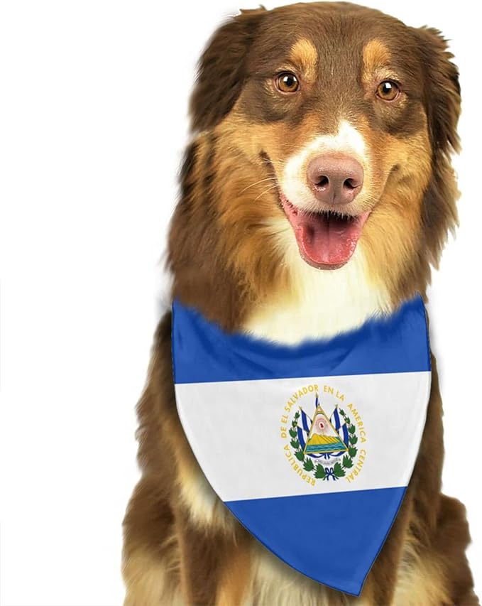 Dog Bandanas Flag of El Salvador Pet Bandana Scarf Triangle Bibs Kerchief Accessories for Dogs Cats